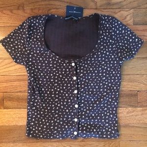 John Galt Women’s Brown Ruffle Zelly Top